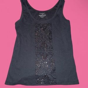 Black Embellished Women's Tank Top